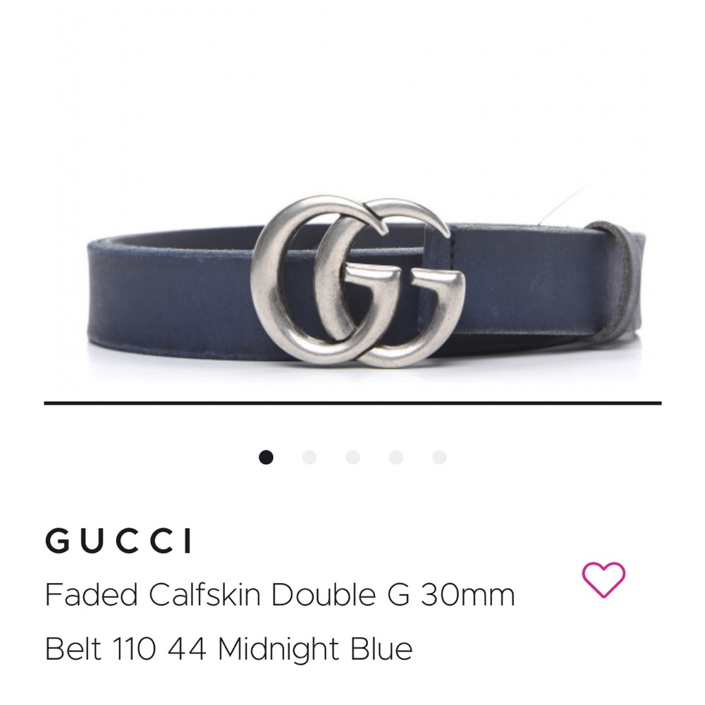 ❌ SOLD ❌  GUCCI Faded Calfskin Double G Belt | Midnight Blue | SIZE 110 (36-44)